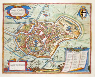 Bergen, Niederlande, 1649 (handkolorierter Stich) von Joan Blaeu